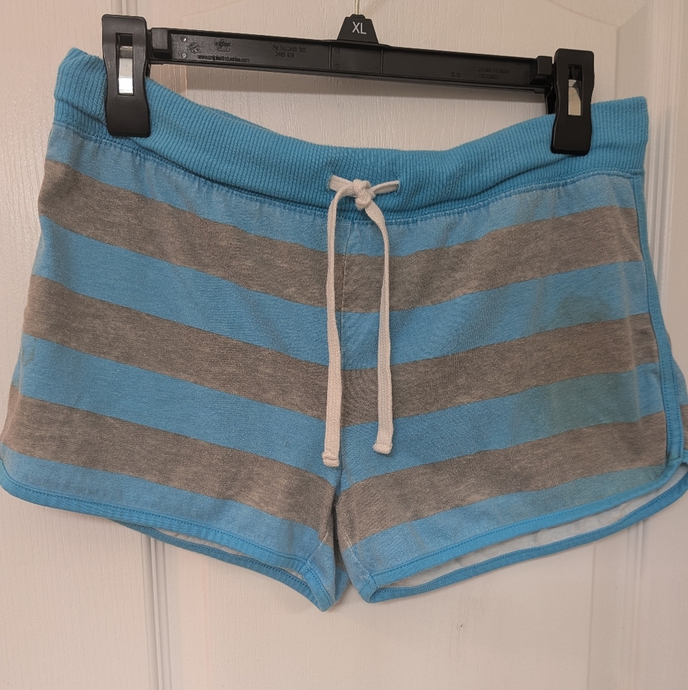 Decoded Women's Blue and Gray Striped Athletic Shorts